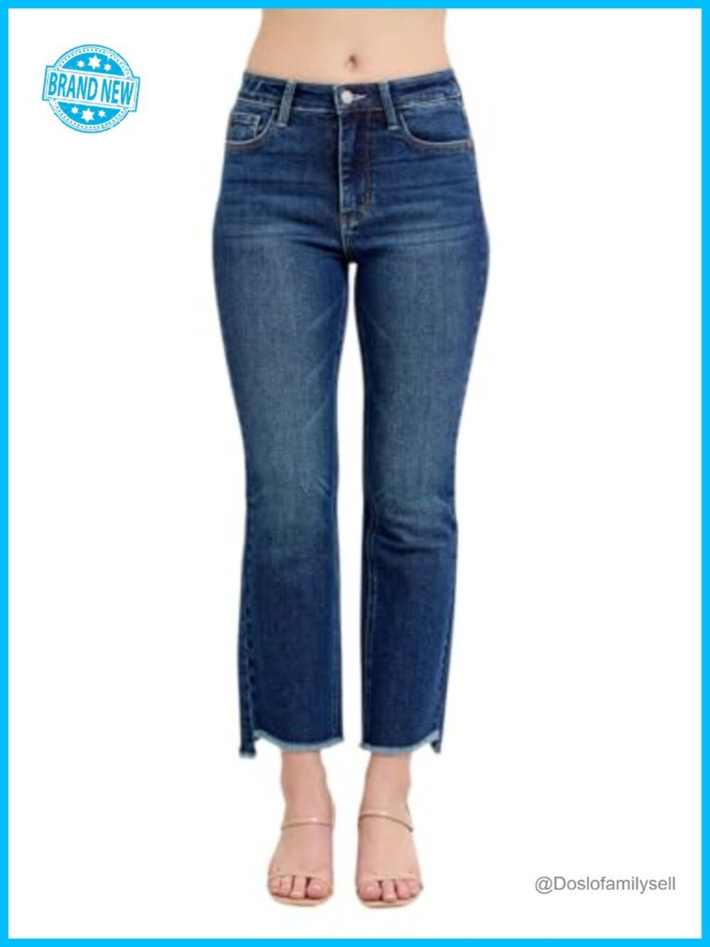 High Waisted Kick Flare Jeans 26" Inseam Cotton Blend